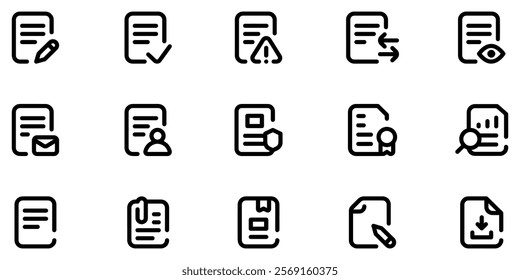 Document line icon set. Documents symbol collection. Different documents icons. Vector Illustration. EPS 10