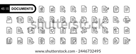Document line icon set. Documents symbol collection. Different documents icons vector illustration	