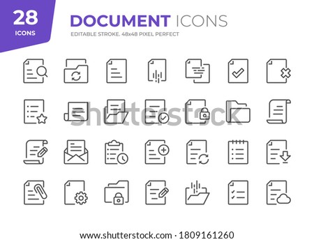 Document Line Icon Set. Editable Stroke. 48x48 Pixel Perfect.