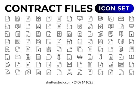Document line icon set. Files symbol collection.Outline icon collection.
