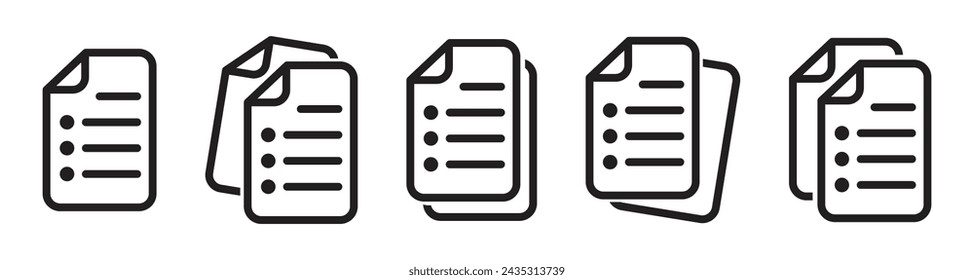 Document line icon. Set of paper document icons. File symbol. eps 10