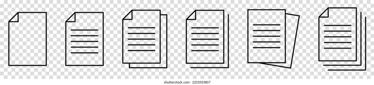 Symbol der Dokumentlinie eingestellt. Vektorgrafik einzeln auf transparentem Hintergrund