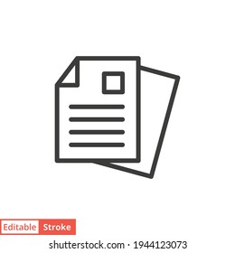 Document line icon. Simple outline style. Note, information, paper, sheet, pictogram, contract, copy concept. Page file, list text vector illustration isolated for web design. Editable stroke EPS 10.