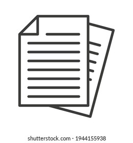 Document line icon. Simple outline style. Note, information, paper, sheet, pictogram, contract, copy concept. Page file, list text vector illustration isolated for web design. EPS 10.