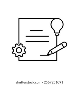 Document line icon. Writing ideas on paper. Contract concept. Isolated vector illustration. Editable stroke