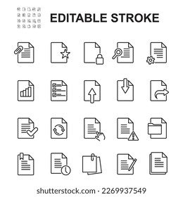 Document line icons. Editable stroke.