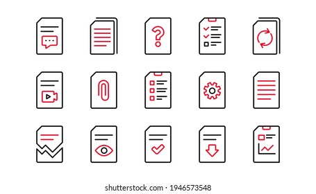 Document line icons. Report, Checklist and Download file. Read message linear icon set. Linear set. Quality line set. Vector