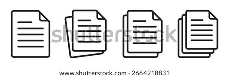 Document line icons, set clipboard icons. Document multiple page, paper symbol for website marketing design, template, ui, app, checklist – vector