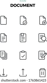 Iconos de línea de documento Set Ilustración, Icono de vector simple