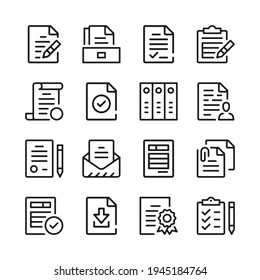 Document line icons set. Modern graphic design concepts, simple outline elements collection. Vector line icons