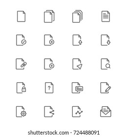 Document line icons set, Vector on white background