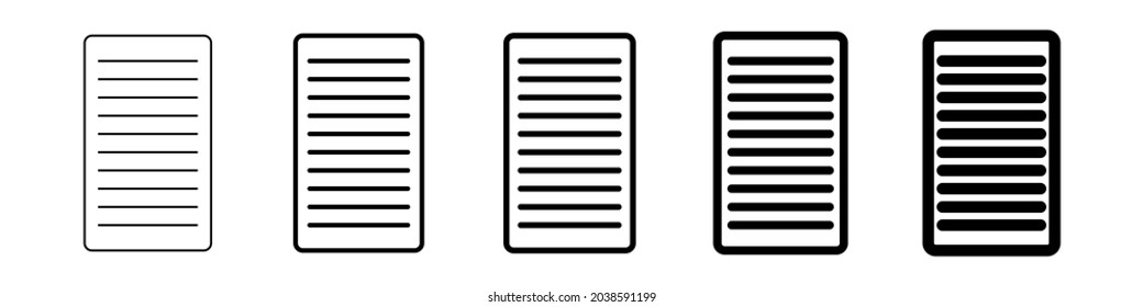 Iconos de línea de documento. Conjunto de símbolos de documento. Ilustración vectorial de pictograma moderna aislada en fondo blanco.