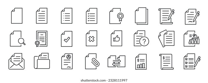 Document line icons. For website marketing design, logo, app, template, ui, etc. Vector illustration.