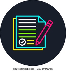 Document Line Multi Colour Circle