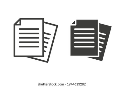 Document line and solid icon. Outline and glyph symbol. Note, information, paper, sheet, pictogram, contract, copy concept. Page file, list text vector illustration isolated for web design. EPS 10.