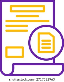 Línea de documento Línea de Vector de dos colores Diseño de icono de Vector de dos colores