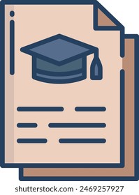 Document linear color vector illustration