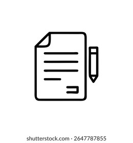 Of a document with lines a pencil on background paper sheet