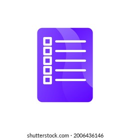 Vector de icono de hoja de papel de lista de documentos o lista de comprobación. Formulario con información de tareas para comprobar el concepto de logro de un pictograma lineal. Ilustración de contorno de color de la documentación de planificación de lista de deseos