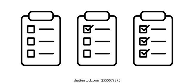 Document list icon set. List item files line icon. Editable stroke vector illustration