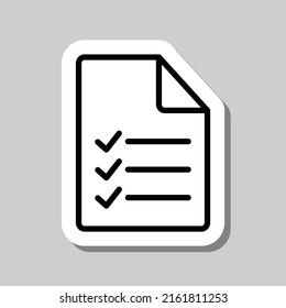 Document, list simple icon vector. Flat design. Sticker with shadow on gray background.ai