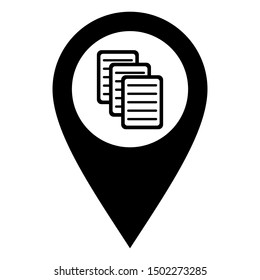 Document and location pin on white