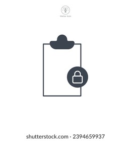 Document with Lock. Data security lock Icon symbol vector illustration isolated on white background