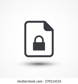 Document lock flat icon. File format icon. Extension. Document file security icon