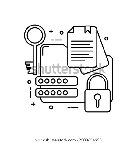 Document Lock Outline Icon, Vector illustration