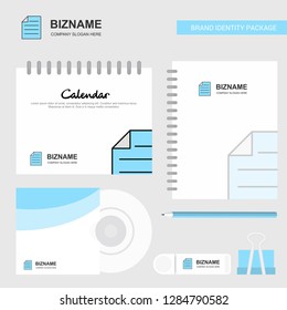 Document Logo, Calendar Template, CD Cover, Diary and USB Brand Stationary Package Design Vector Template