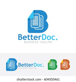 Document logo design. Data and Letter B logo concept. Vector logo template