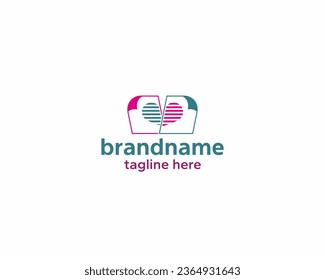 Document logo forming a love icon. Suitable for digital needs and printing companies.