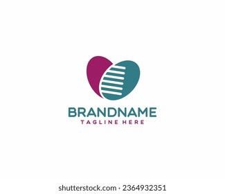 Document logo forming a love icon. Suitable for digital needs and printing companies.