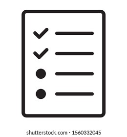 Document with logs, checklist or survey line art vector icon for apps and websites