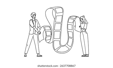 document long form content vector. tail digital, web ,flat, business website document long form content character. people black line pencil drawing illustration