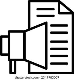 Document Loudspeaker Text Outline Icon