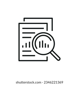 Documento con la ilustración vectorial de icono de sonido. Icono de diagrama en fondo aislado. Concepto de signo de análisis.