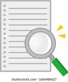 document and loupe isolated vector illustration