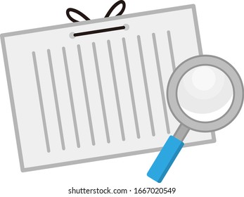 document and loupe isolated vector illustration