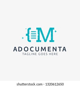 Document M Code Letter Logo in Blue Color. multi functional logo that can be used in technological companies, in companies and applications for software development, Vector Illustration