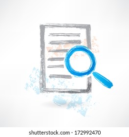 Document with magnifer grunge icon