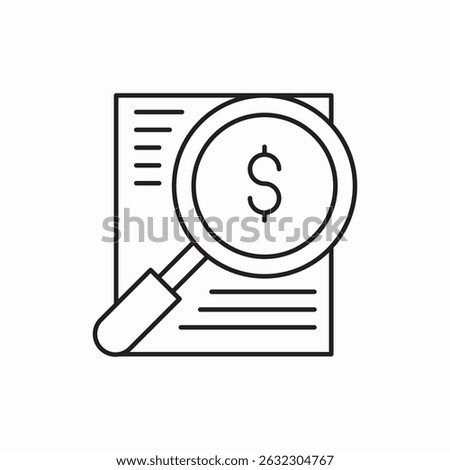 document magnifier dollar icon sign vector