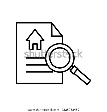 Document and magnifier with house icon. Vector illustration. EPS 10.