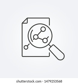 Document with magnifier line icon. Analysis review with magnifying glass. Vector illustration.