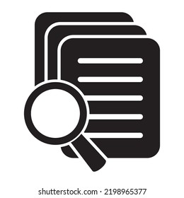 Document With Magnifier Loupe Business Concept. Scrutiny Document Plan Icon In Flat Style. Review Statement Vector Illustration On White Isolated Background.