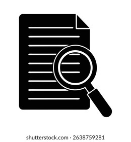 Document and Magnifying Glass Flat Color Icon	