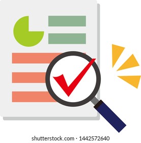 Document and magnifying glass icon drawn