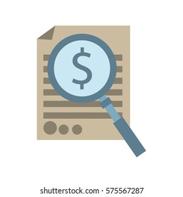 document with magnifying glass icon image, vector illustration