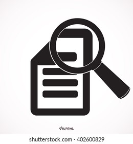 Document With Magnifying Glass Icon Isolated on White Background