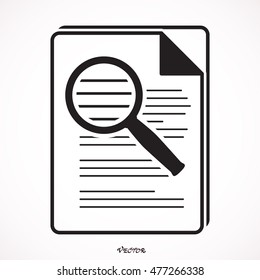 Document With Magnifying Glass Icon Isolated on White Background